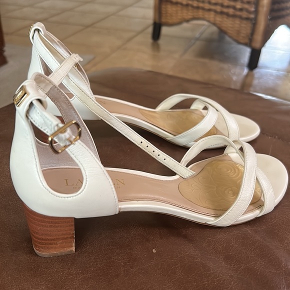 Ralph Lauren Lauren Folly strappy criss cross ankle strapped leather sandals 8.5 - Picture 3 of 9